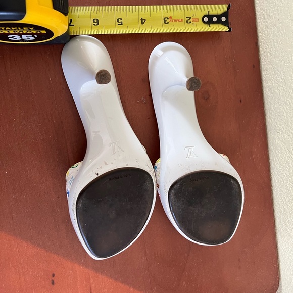 Vintage Louis Vuitton Leather Sandals multi color white Size 38 - Picture 4 of 6